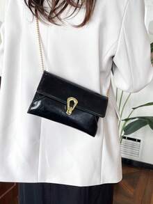 新款时尚鳄鱼纹信封手提包，复古小号斜挎包，女士适用