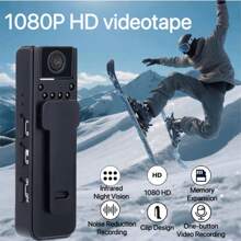 1 pezzo Mini telecamera del corpo 1080P con lente ruotabile di 180°, telecamera portatile per il corpo con visione notturna a infrarossi, telecamera per bicicletta