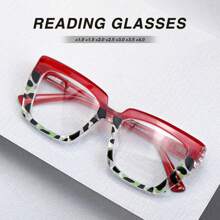 2 piezas Gafas de lectura rectangulares con estampado de leopardo y bisagras de resorte premium, edición limitada, de moda para mujeres en movimiento y oficina, con aumento