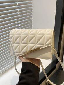 时尚绗缝翻盖方形手提包，适合女士，多功能休闲手提包，适合购物和约会