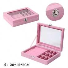 S/L Transparent Ribbon Covered Jewelry Box, Three-Layer Jewelry Storage Box, Large Multifunctional Jewelry Storage Box With 2 Drawers, Soft Dust-Proof Jewelry Display Box For Rings, Earrings, Necklaces, Bracelets, Velvet Interior Suitable For Girls For Women Storage Organizer Travel Essentials Gift Back To School