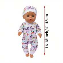 2025新款可爱卡通图案连体衣娃娃衣服，适合14–18英寸婴儿娃娃和36–45厘米新生婴儿娃娃（不含娃娃）