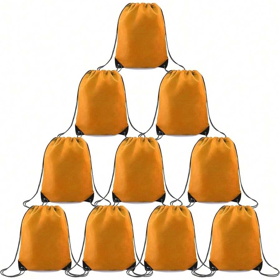 New 10 Packs Orange Drawstring Bags For Birthday Party Gym Sports Multipurpose Polyter Cinch Sackpack Bulk For Heat Vinyl Tie Dye Pull String Sinch Sacks - 橘色 - 查看 1