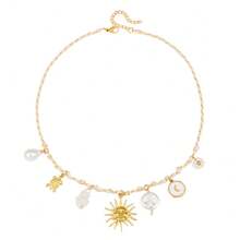1 pezzo Collana con pendente in acciaio inossidabile colorata e carina a tema marino con stella marina, tartaruga e sole, adatta per amici, ragazze o regali, collana dell amicizia a tema oceanico - Multicolore - Visualizzare 13