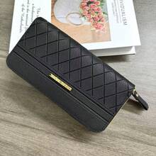 New Women Long Wallet Fashion Handbag Clutch With Zipper Large Capacity Multi-Slot For Cards ID Phone Suitable For Daily Use Shopping Work Mother's Day Birthday Gift - Black - View 5
