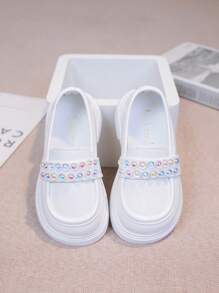 Girls' Soft Bottom Loafers New Autumn Versatile Low Vamp British Style Small Leather Shoes, Children