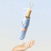 1把8根伞骨彩色涂层折叠伞，带木柄，优雅晴雨两用女士阳伞，春夏之选，伴娘礼物，房间、卧室装饰，海滩、旅行，男女皆宜，度假必备 - 彩色 - 查看 5