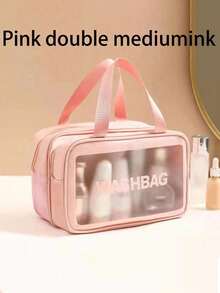 1 件透明 PVC 盥洗包、夏季旅行化妆包、便携式浴室洗漱包、大容量旅行包、多功能刷子收纳袋、手提包、行李包、旅行化妆品收纳包、适用于护肤、化妆、眉笔、眼影盘、口红、面膜、粉扑 - 彩色 - 查看 18