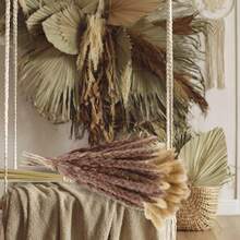 110 Pieces Dried Pampas Grass Decor Bulk, Dried Palm Spears Bunny Tails Pampas Reed Grass Dried Palm Leaves Dried Flower Bouquet For Wedding Boho Home Decor - 彩色 - 查看 8