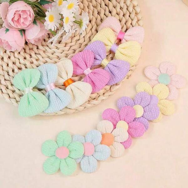7pcs Random Color Cute Flower Hair Clips,Bow Hair Clip, Sweet Style Hair Accessories Suitable For Daily Use Back To School