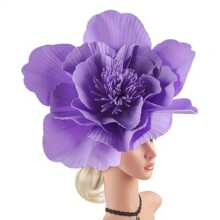 1pc Large EVA Foam Flower Kentucky Derby Fascinator Hat Women Hair Band Fascinator Hat Headdress Hair Clip For Bridal Makeup Prom Photo Shoot Photography Tea Party Accessories Halloween Rave Hat, Wedding Items, Classy, Gifts, Festival Outfits