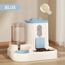 2 en 1 Dispensador de Comida para Gatos Agua y Comida Integrada Totalmente Automático Dispensador de Comida y Agua para Gatos Dispensador de Agua Lindo - Azul - Ver 12