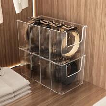 1/2pcs Acrylic Belt Organizer Box, Large Capacity Transparent Partition Belt Rack, Multipurpose Desktop Storage Box, Suitable For Vanity, Wardrobe, Bathroom Storage