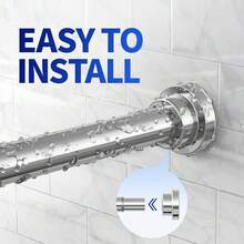 New Shower Curtain Rod, 1" Diameter Heavy Duty Tension Shower Rod, Non Slip Adjustable 28-74 Inch No Drilling Shower Curtain Rods Spring Tension For Bathroom, Shower Stall, No Rust, Sier - 說28-74英寸 - 查看 4