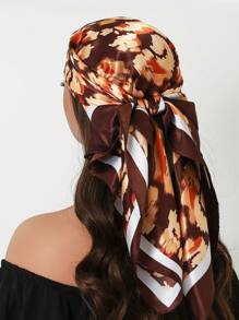 1pc 35.4 Inch Square Scarf, Fashion Printed 90cm Scarf Shawl Neckerchief Luxury Silk Feeling For Women, All Season