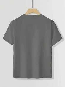 Camiseta casual de manga corta con cuello redondo y estampado rosa para niñas y adolescentes, top de verano