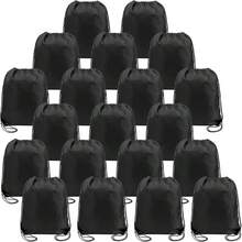 New  Black Drawstring Backpack Bulk 20 Pack, Christmas String Backpack For Gym Sport Trip,Cinch Sack  String, DIY Drawstring Bags For Women And Men - 黑色 - 查看 1