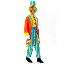 Man's Fancy Dress Up,Adult Costume Of Joker/Clown,Just Hat And Clothes, No Props Wig/Red Nose/Gloves/Glasses/Shoes,Suitable For Stage Performances/Road Shows