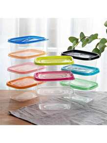 10 pezzi Contenitori per alimenti impilabili con coperchi, scatole per il pranzo in plastica, adatti per cereali, carne, frutta e verdura - lavabili in lavastoviglie e microonde, per la conservazione in cucina, decorazione della stanza, adatti per cucina, ristorante, feste, campeggio, riunioni, regalo per amici e familiari, forniture per il ritorno a scuola