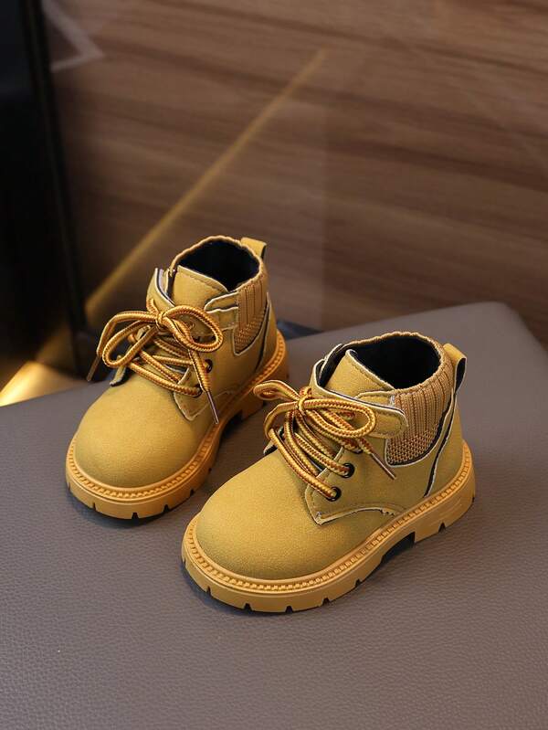 1 par de botas versátiles de moda casual para niños, con suela blanda, cómodas y cálidas, botas pequeñas para niños y niñas pequeños