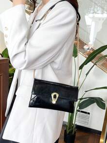 新款时尚鳄鱼纹信封手提包，复古小号斜挎包，女士适用