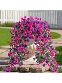 1pc/2pcs/3pcs/6pcs Artificial Hanging Violet Ivy Flowers , Faux Silk Rattan Plant Fake Orchid Ivy Floral Vine For Home Wall Wedding Engagement Garden Party Patio Yard Porch Bedroom Dining Room Balcony Swing Stand Covered Front Porch Staircase Valentine's Day Birthday Gift Indoor Outdoor Decor, Plastic Flower Garland With No Power Needed