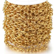 1 & 5 Meters Golden Stainless Steel Wide Chain Oval Chain Ring High Quality Chain For DIY Making Necklace Bracelet Jewelry Chain Accessories