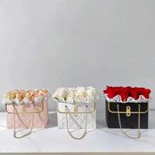 3pcs Romantic Flower Gift Bags, Rectangular Floral Packaging Bags, Creative Bouquet Pouches With Drawstring - Used For Storing Earrings, Rings, Necklaces, Bracelets, Small Gifts, Wedding Keepsakes, Party Favors