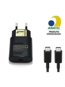 Carregador Super Rápido 25w Para  Galaxy S24 S23 S21 S20 Fe Plus Ultra - Super Fast Cabo Blindado Tipo Usb C - Premium