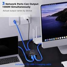 Gigabit Ethernet Switch Splitter Adapter, RJ45 1000Mbps LAN Network Extender, 1 To 2/3/4 Port Expansion For Computers, Cameras, Routers, RJ45 Devices