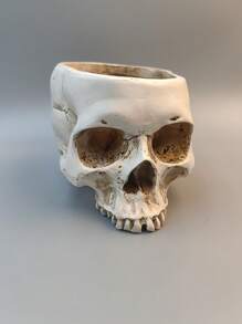 1 Stück abstrakte Schädel Blumentopf, kreative Horror Skulptur Blumenvase, individuelle Vase, Schädel Kunst Harz Vase Tischdekoration Zuhause, Wohnzimmer Deko Geschenk Vase, Halloween Zimmer Gothic Dekoration, Blumenvase, Blumentopf, Tischmittelpunkt, Pflanztopf, Blumenvasen