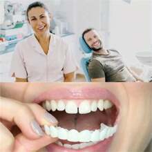 4Pcs Comfort-Flex White Cosmetic Teeth Cover, Perfect Smile Enhancing Veneers Upper & Lower Teeth For Daily Wear