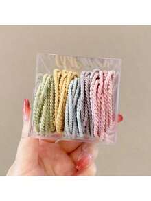 50 件男士高弹力发带，纯色罗纹运动发饰，适合锻炼、聚会、休闲装马尾辫固定器发圈发橡皮筋发圈发绳，头饰