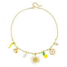 1 pezzo Collana con pendente in acciaio inossidabile colorata e carina a tema marino con stella marina, tartaruga e sole, adatta per amici, ragazze o regali, collana dell amicizia a tema oceanico - Multicolore - Visualizzare 14