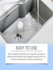 JAYSUING Pipe Cleaning Tablets: Cleaning Grease And Hair Clog In Kitchen And Bathroom Drains. It Reacts Quickly With Water To Produce Rich Foam. Penetrates Deep Into The Pipes To Break Down Stubborn Clogs. Special Deodorizing Agents Effectively Eliminate Drain Odor, Keeping The Kitchen And Bathroom Air Fresh And Pleasant. - Powdery - View 5