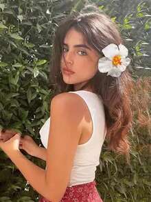 5Pcs Flower Hair Ties For Women Hawaiian Flower Hair Clips Summer Hibiscus Hair Ties Artificial Flowers For Summer Ponytail Holders Elastics Hair Accessories Vacation Party Beach Accessories, Hair Bobbles - Multicolor - View 2