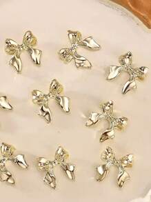 15pcs Golden Bowknot Rhinestones, Fashion Nail Art Decor, Nail Accessories For Manicure, No Fragrance, Beauty & Personal Care, Foot, Hand, And Nail Care Products