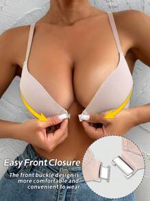 Sexy Push Up Bra For Women Front Closure Underwire Bralette Seamless Criss Cross Backless Underwear For Women Basics Camisole Lingerie Solid Color Comfort Button Front Intimates