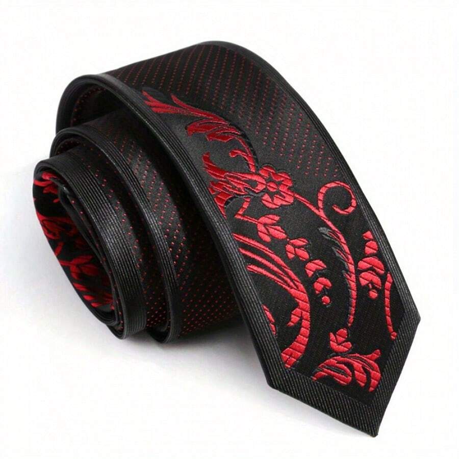 MANOBLE 2.36 英寸修身领带，时尚商务休闲正式婚礼派对领带，带图案，带礼盒