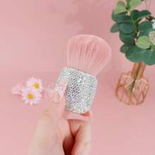 1PC Luxury Portable Rhinestone Powder Brush – Soft Bristles For Loose/Pressed Powder, Easy Clean & Travel-Friendly, Ideal For Daily/Work/Trip Makeup, 2025 Fashionable Beauty Gift (Rhinestone-Encrusted Handle)