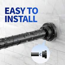 New Shower Curtain Rod, 1" Diameter Heavy Duty Tension Shower Rod, Non Slip Adjustable 28-74 Inch No Drilling Shower Curtain Rods Spring Tension For Bathroom, Shower Stall, No Rust, Black - 黑色28-74英寸 - 查看 4