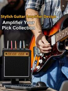 1pc Guitar Pick Holder - Guitar Shaped Pick Organizer Case, Can Hold 5 Guitar Picks, Convenient Carrying, Elegant Pick Pouch Guitar Pick Holder, Guitar Speaker Model Pick Holder (Without 5 Random Colored Picks) , Portable And Popular Guitar Pick Rack, Suitable For Guitarists Use As Gift Giving