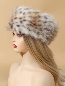 Băng đô thời trang Thu/Đông mới bằng lông giả mềm mại, ấm áp, họa tiết da báo dành cho nữ, phụ kiện tóc thời trang. - nhiều màu - Xem 2