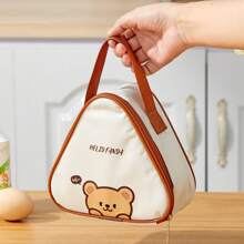 1pc Cute Kapibala & Bear Pattern Mini Lunch Bag, Portable Thermal Insulated Picnic Bag, Dustproof & Waterproof Food Container Storage Bag, Bento Lunch Box Bag, Reusable Cooler Bag, Multifunctional Handbag, Suitable For Student And Adult Use In Home, School, Dorm, Office, Outdoor Camping, Picnic, Travel, Back To School