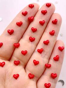 200颗可爱5毫米红色爱心LOVE美甲平底石珠剪贴簿DIY美甲贴花配件工艺品夏季，学校