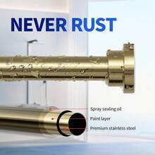 New Shower Curtain Rod, 1" Diameter Heavy Duty Tension Shower Rod, Non Slip Adjustable 28-74 Inch No Drilling Shower Curtain Rods Spring Tension For Bathroom, Shower Stall, No Rust, Chrome Gold - 金色28-74英寸 - 查看 2