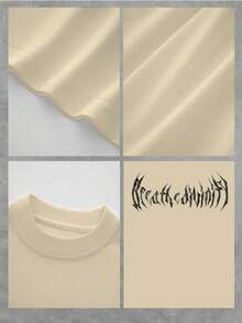 Mysterious "Breathe Divinity" Typography In Gothic Font For Those Into Spiritual And Dark Aesthetics 100% Cotton T-Shirt - Màu be - Xem 4