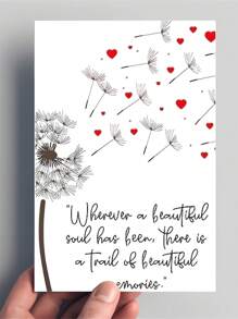1 Elegant Black & White Condolence Card With Red Hearts & Dandelion Design - Thoughtful Message For Any Occasion, Includes Red Envelope, Condolence Card | Elegant Card Design | Detailed Illustration, Condolence Cards For All Occasions