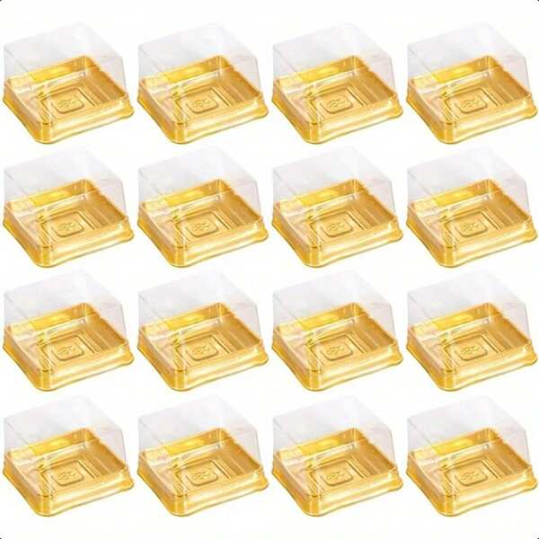 100/80/60/50/40/20pcs Square Cake Boxes With Transparent Lids, Plastic Bakery Containers, Suitable For Wedding, Birthday Party, Bakery Shops, Disposable Dessert Boxes, Elegant Display, For Culinary Chefs