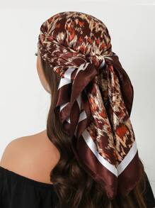 1 peça de cachecol moderno para todas as estações, cachecol quadrado estampado para mulheres, bandana feminina para uso diário, novo lenço de cabeça com proteção solar